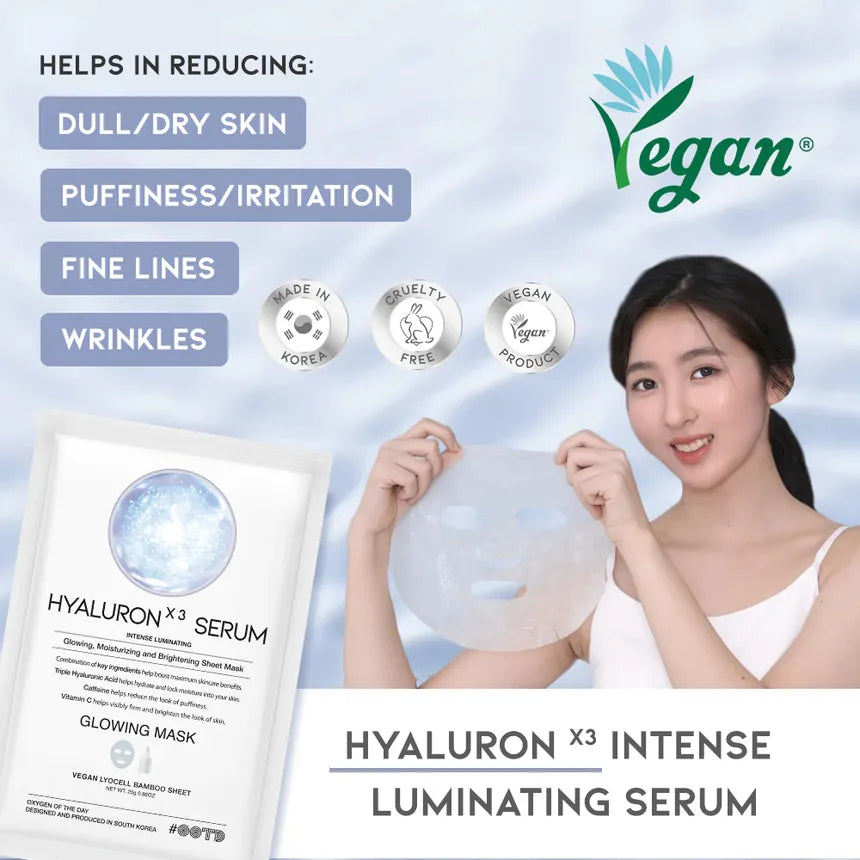 OOTD-Hyaluron x3 Serum Glowing Mask Set (0.88 ozx10 sheets)