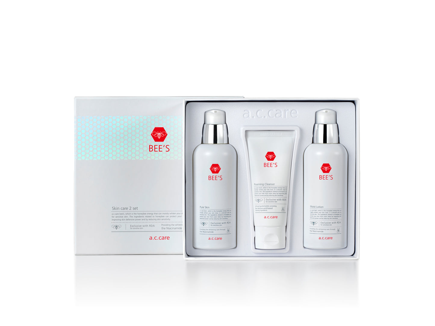 AC Care Bee's Acne and Pimples Skin Care Treatment 3 Step (Pure Skin, Foaming Cleanser and Moist Lotion)