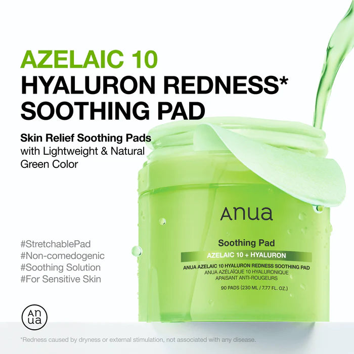 ANUA Azelaic Acid 10 Hyaluron Redness Soothing Pad - 90 Pads