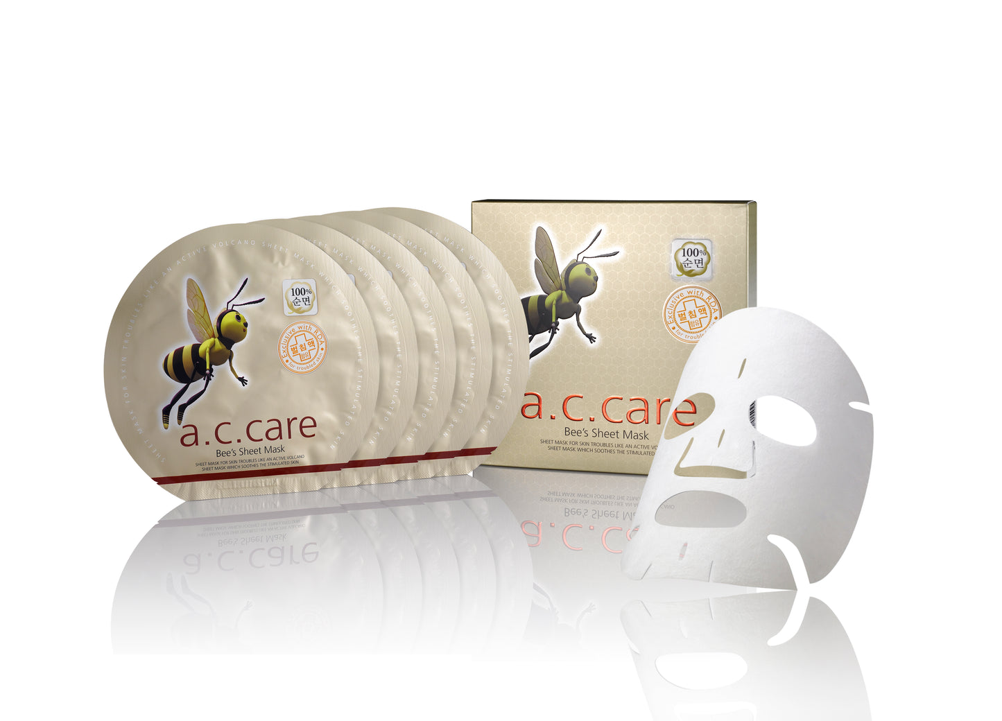 A.C CARE BEE'S SHEET MASK 5 Sheets / Box (For  Pimple Trouble & Sensitive Skin )